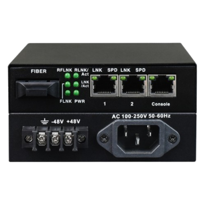 2 Port Fiber to Ethernet Dual Power Media Converter