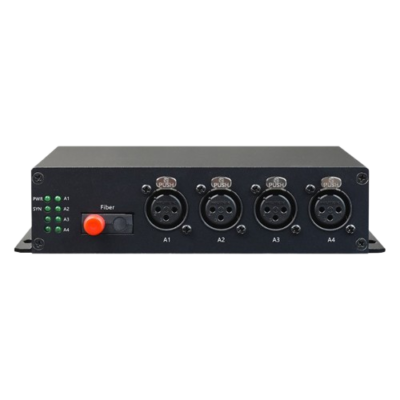 Industrial 4 Port XLR to Fiber Media Converter (Pair)